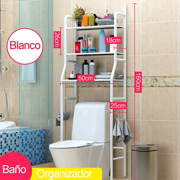 Estante Mueble Organizador De Baño 3 Niveles Repisa Color Blanco 3