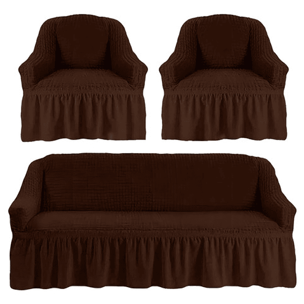 Cubre Sofá Sillón Algodón 100% Turco Original 3+1+1 Cafe Oscuro 1
