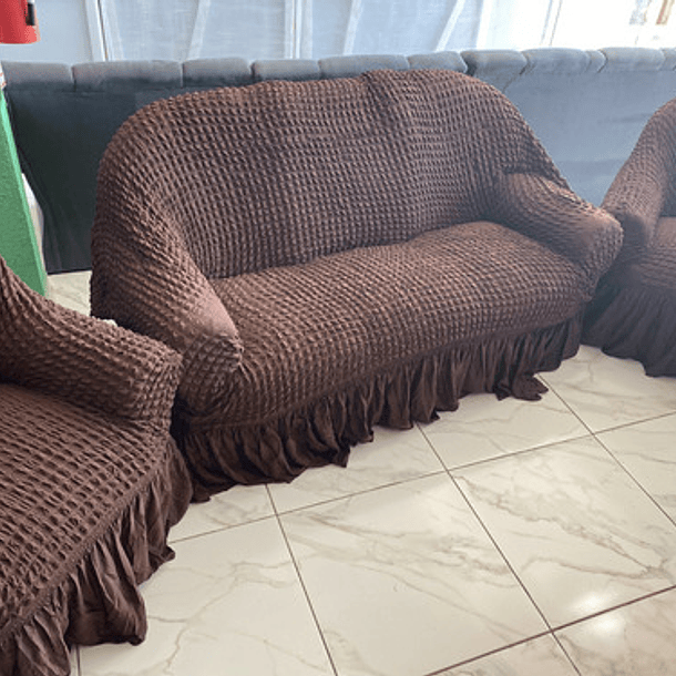 Cubre Sofá Sillón Algodón 100% Turco Original 3+1+1 Cafe Oscuro 7