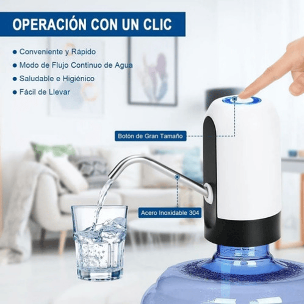 Dispensador Electrico De Agua Recargable Para Botellones Color Blanco 5