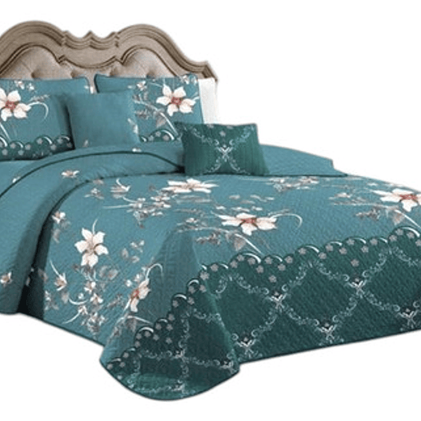 Cobertor Quilt De Verano + Juego De Sabanas 2 Plazas 7