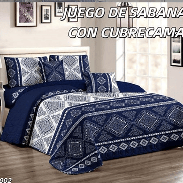Cobertor Quilt De Verano + Juego De Sabanas 2 Plazas 11