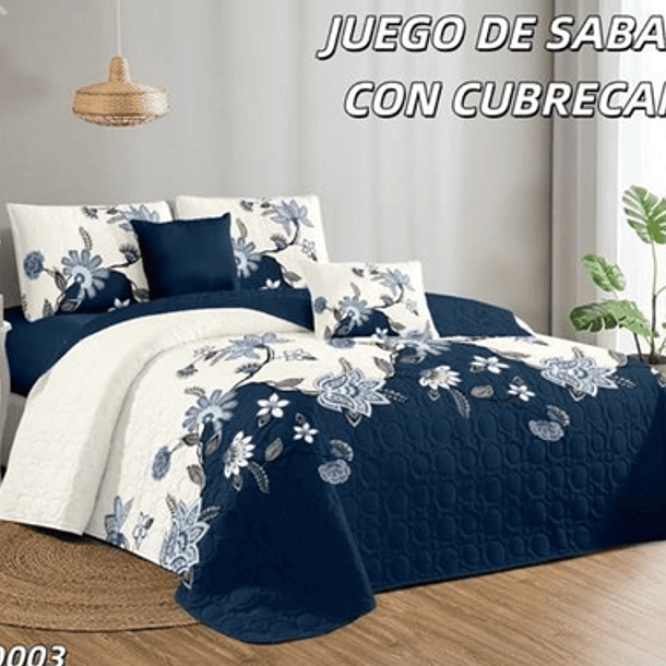 Cobertor Quilt De Verano + Juego De Sabanas 2 Plazas 13
