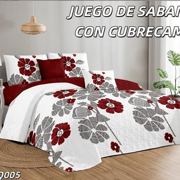 Cobertor Quilt De Verano + Juego De Sabanas 2 Plazas 17