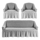 Cubre Sofa Sillón 100% Algodón Turco 3+1+1 Color Gris Lisa Diseño 5 1