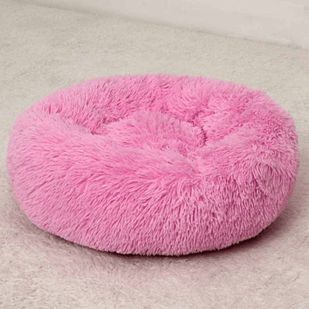 Cama De Felpa Suave Antiestrés Para Perros Y Gatos 50cm Rosa Color Rosado 1
