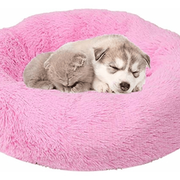 Cama De Felpa Suave Antiestrés Para Perros Y Gatos 50cm Rosa Color Rosado 2