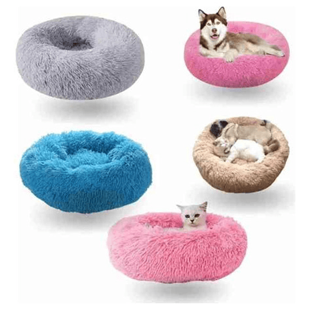 Cama De Felpa Suave Antiestrés Para Perros Y Gatos 50cm Rosa Color Rosado 4