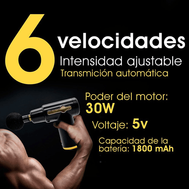 Pistola Masaje Relajación Muscular Portátil 6 Velocidades Color Verde 4