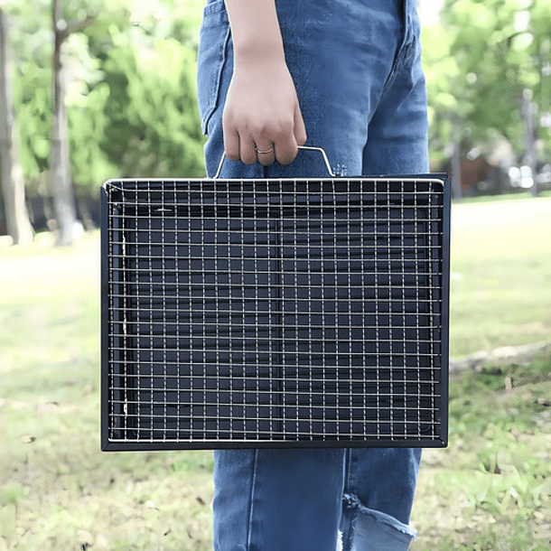 Mini Parrillera Portátil Plegable De Carbón Parrillera Asado Color Negro 4