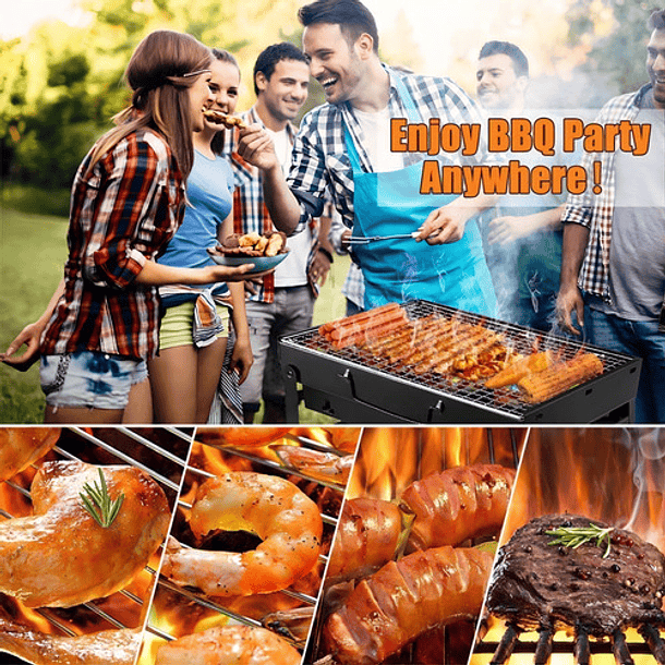 Mini Parrillera Portátil Plegable De Carbón Parrillera Asado Color Negro 6