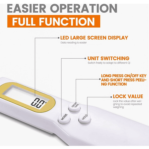 Cuchara Pasteleriacl Medidor Gramera Pesa Digital Cocina Pesa Alimentos Gramera Cocina Electronica Capacidad Máxima 500g Color Blanco  4
