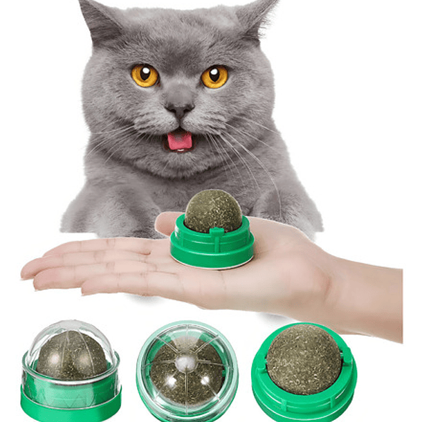 X3 Catnip Hierba Gatera Catnip Gato Bola Adhesiva Juguete Color Verde Bola De Catnip Merienda Para Gatos Hierba Gatera Lickin 2