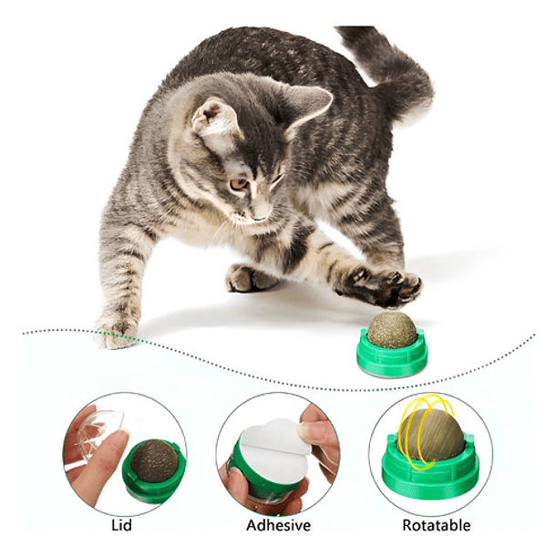 X3 Catnip Hierba Gatera Catnip Gato Bola Adhesiva Juguete Color Verde Bola De Catnip Merienda Para Gatos Hierba Gatera Lickin 8