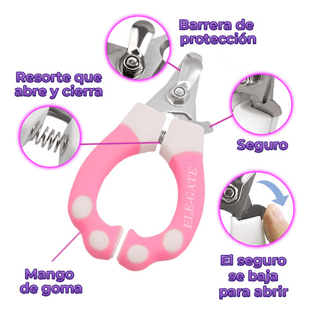 Corta Uñas Mascotas Lima Tipo Alicate Seguro Protección Color Azul/rosa Tamaño De La Mascota Recomendado Mediano 4