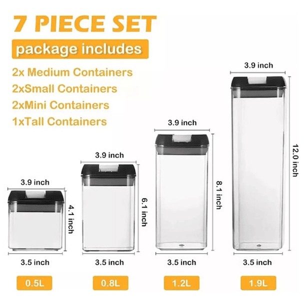 Set 7 Contenedores Hermeticos Alimentos Cocina Despensa 5