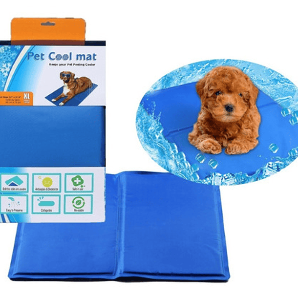 Manta Gel Frío Fría Para Mascotas M:40x50 Cm Perro Gato Color Burbuja Azul 2