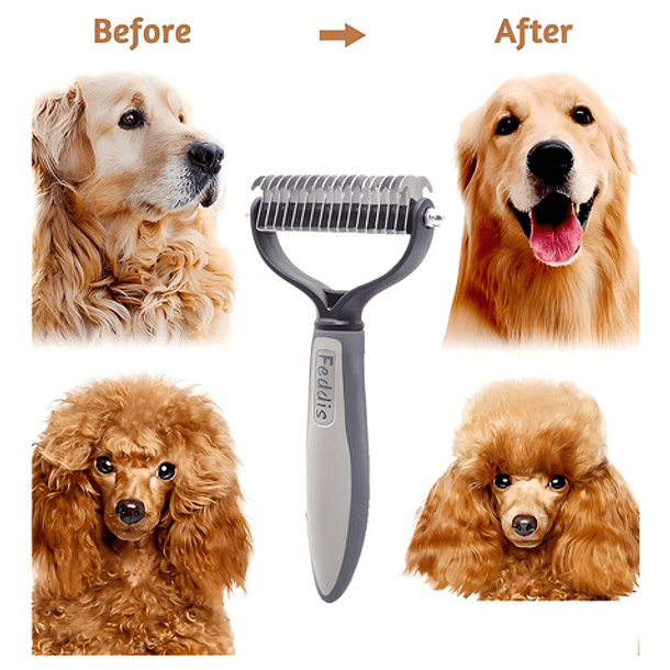 Cepillo Deslanador De Pelo Mascotas Roro Peine Quita Nudos P Color Gris 3