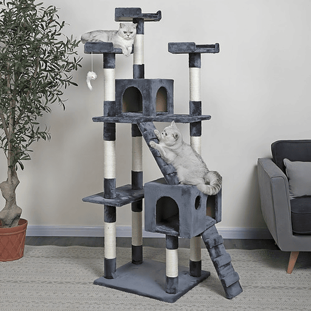 Torre Rascador Casa Torre Animales Para Gatos Grande Color Gris 2