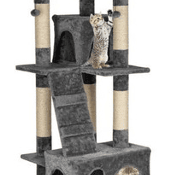 Torre Rascador Casa Torre Animales Para Gatos Grande Color Gris 3