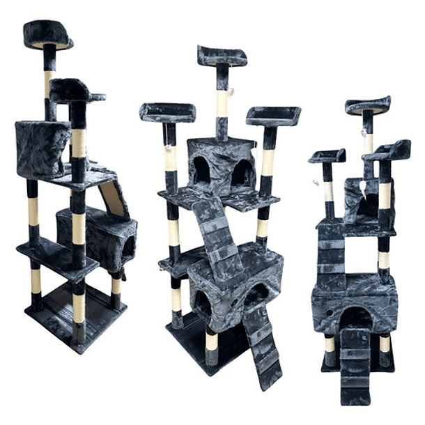 Torre Rascador Casa Torre Animales Para Gatos Grande Color Gris 6