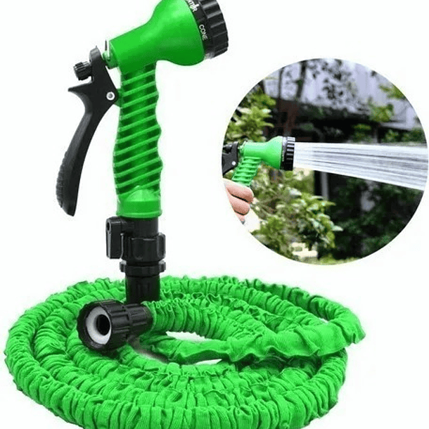 Manguera Expandible Retráctil 15 M Con Aspersor Para Jardin Color Verde 1