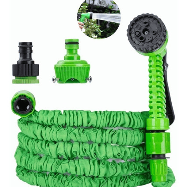 Manguera Expandible Retráctil 15 M Con Aspersor Para Jardin Color Verde 4