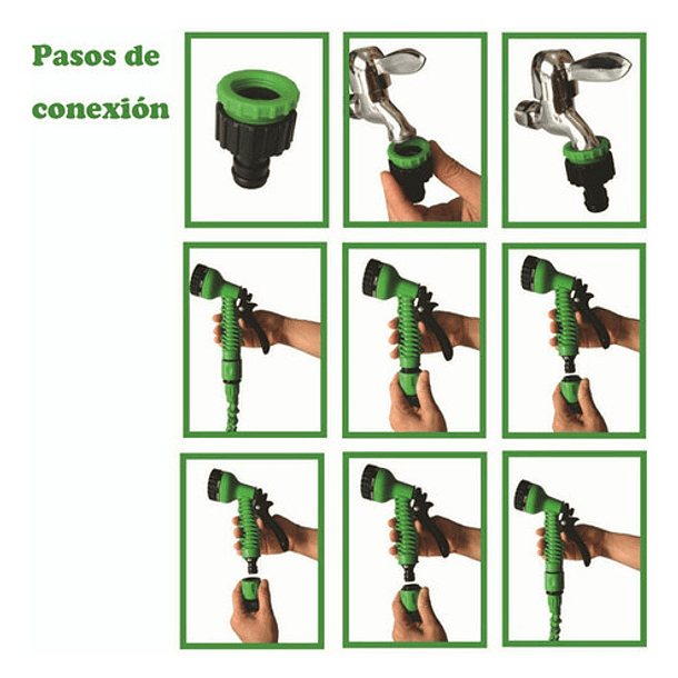 Manguera Expandible Retráctil 15 M Con Aspersor Para Jardin Color Verde 6
