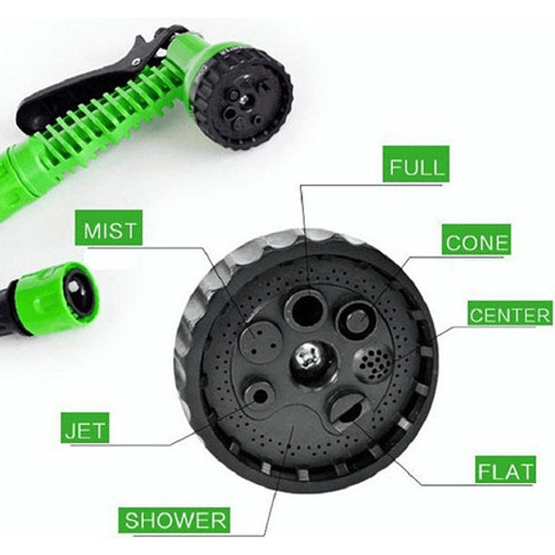 Manguera Expandible Retráctil 15 M Con Aspersor Para Jardin Color Verde 7