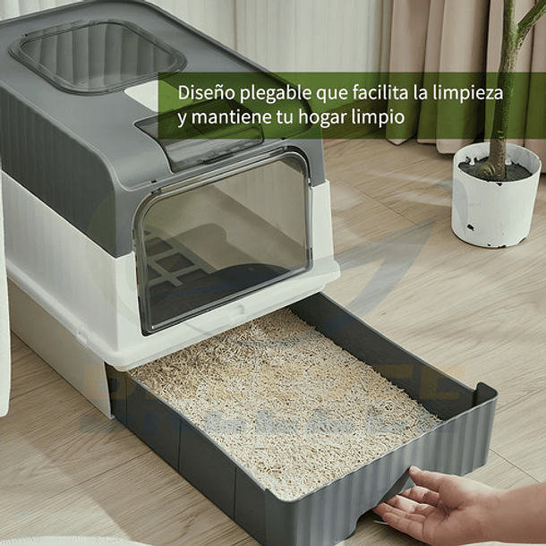 Arenero Gato Caja Cerrada Pala Recogedora Diseño Plegable Co Color Negro 3