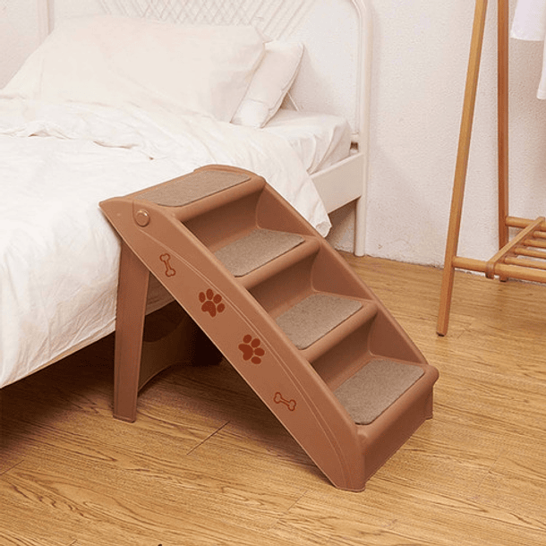 Escalera Plegable Para Mascotas Perros Y Gatos De 4 Niveles Color Chocolate 3