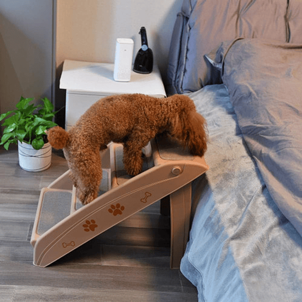 Escalera Plegable Para Mascotas Perros Y Gatos De 4 Niveles Color Chocolate 5
