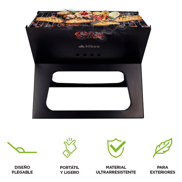 Hikeo 83356-bi Parrillera Plegable De Carbón Portátil Para Asados Color Negro 2