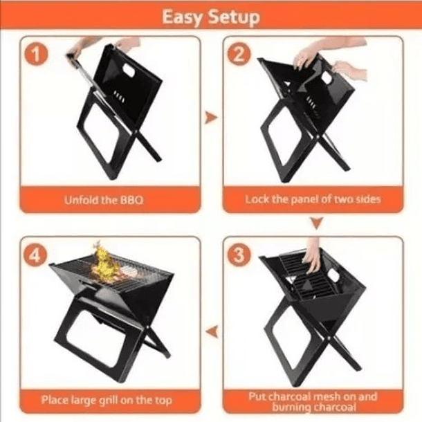 Hikeo 83356-bi Parrillera Plegable De Carbón Portátil Para Asados Color Negro 12