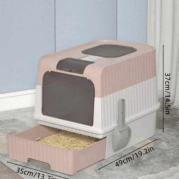 Caja De Arenero Plegable Grande Para Gatos Con Desinfección 10