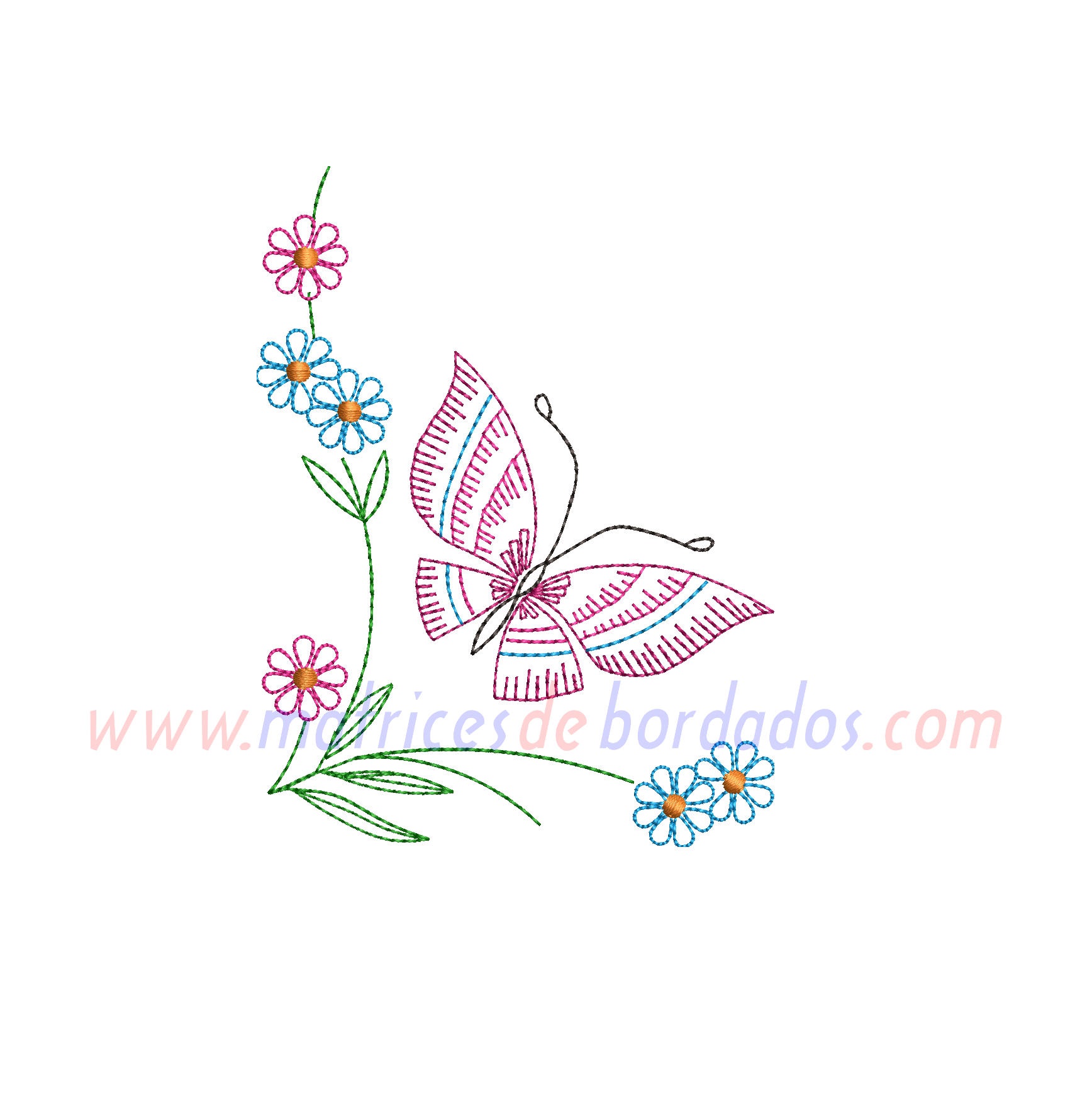 KU92DE - Mariposa y flores