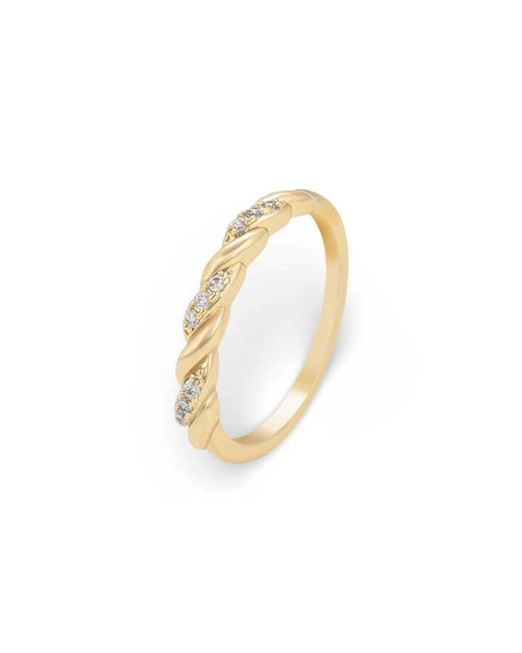 Anillo Trenza con diamantes bañado en oro