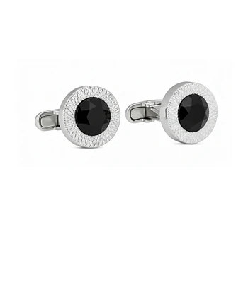 COLLERAS REDONDA CON TEXTURA DE LINIAS CRUZADAS Y UN CRISTAL NEGRO