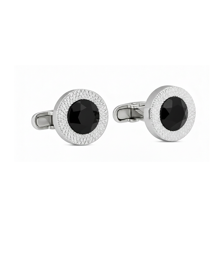 COLLERAS REDONDA CON TEXTURA DE LINIAS CRUZADAS Y UN CRISTAL NEGRO