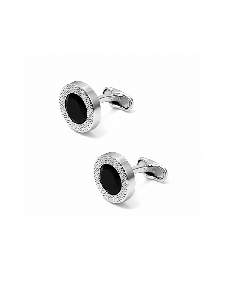 COLLERAS REDONDA CON TEXTURA DE LINIAS CRUZADAS Y UN CRISTAL NEGRO