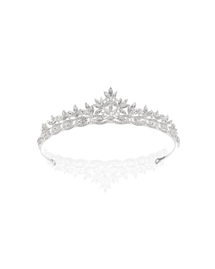 Corona Novia Aurora de cristal plateado y dorado