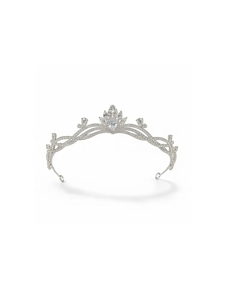 Corona de Novia de cristal de Luz Plateado