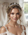 Corona de Novia de cristal de Luz Plateado