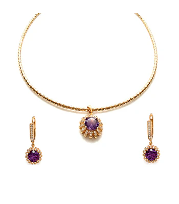 Conjunto Isabella morado bañado en oro