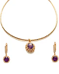 Conjunto Isabella morado bañado en oro
