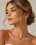 Conjunto Isabella morado bañado en oro