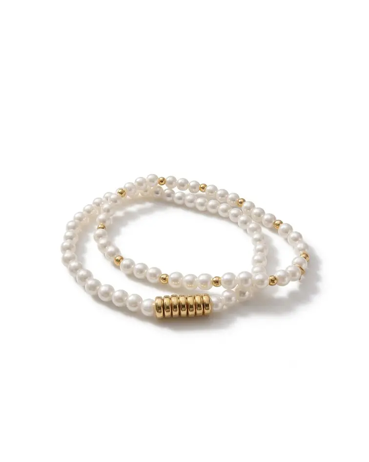 Conjunto de pulseras de perla blanca cod.00017 