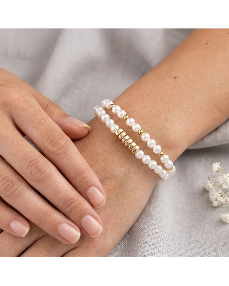 Conjunto de pulseras de perla blanca cod.00017 