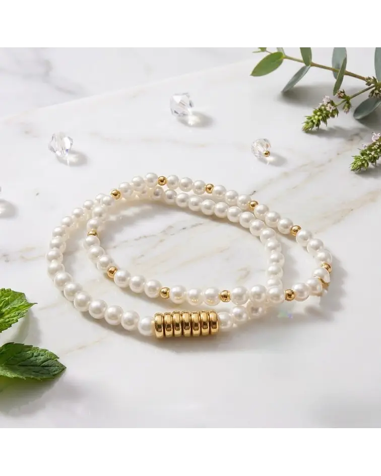 Conjunto de pulseras de perla blanca cod.00017 