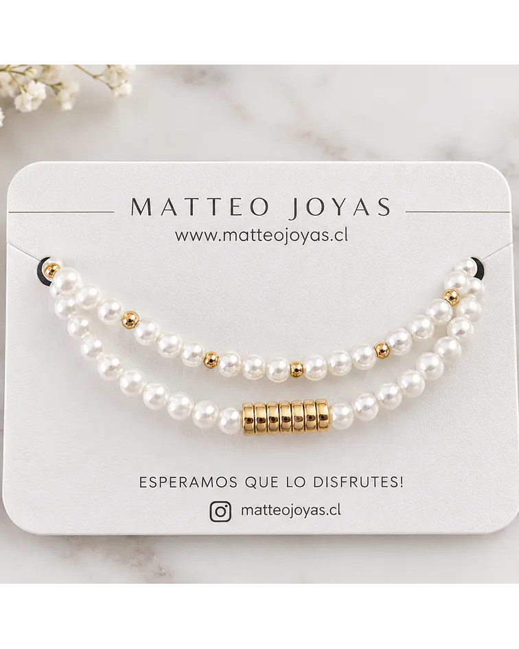 Conjunto de pulseras de perla blanca cod.00017 